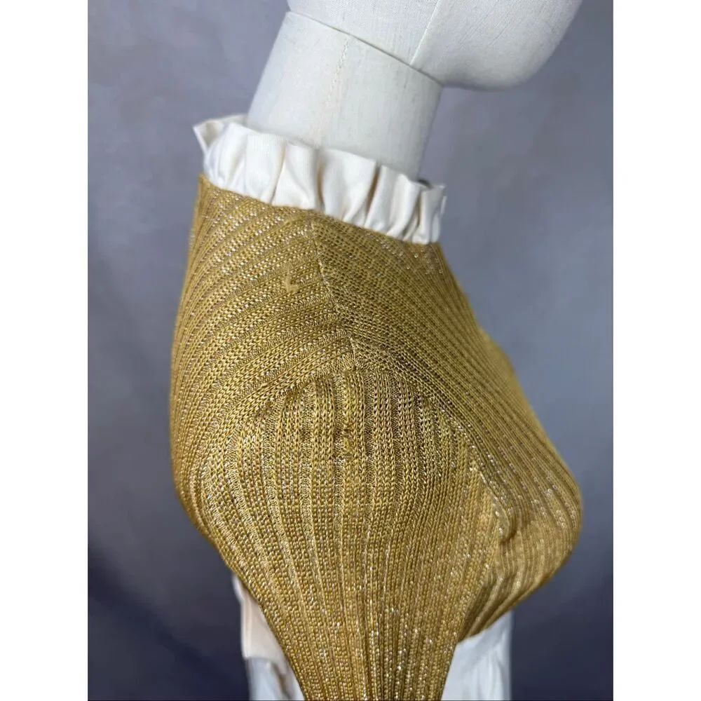 Vintage 1970s Gold Lurex Maxi Dress S Mod MCM Disco ILGWU - Picture 10 of 11